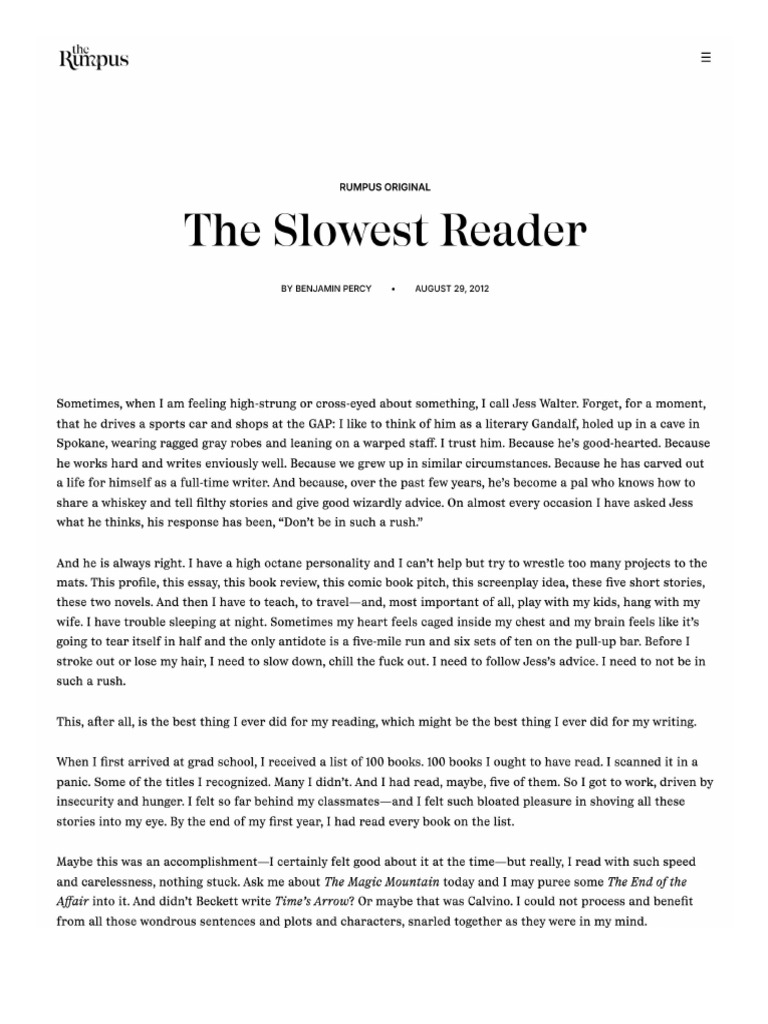 Slower Reader | PDF