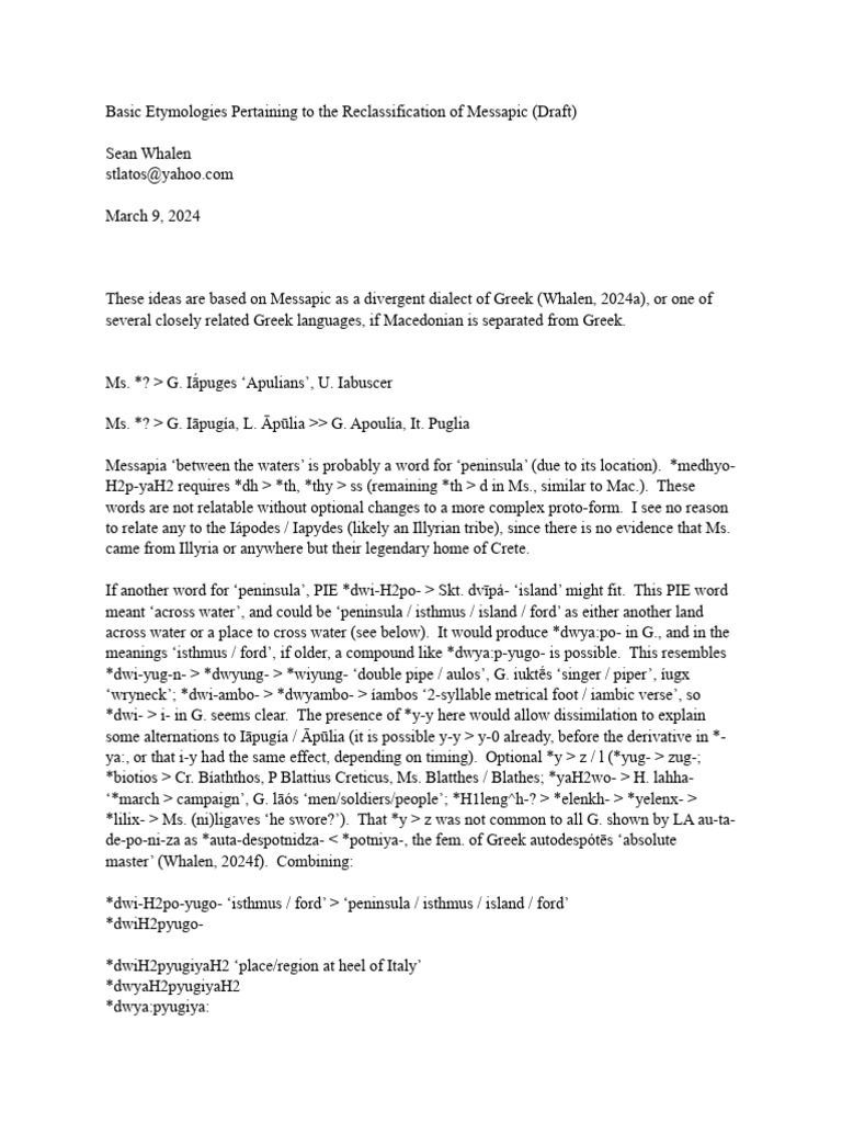 Basic Etymologies Pertaining To The Recl | PDF | Linguistics