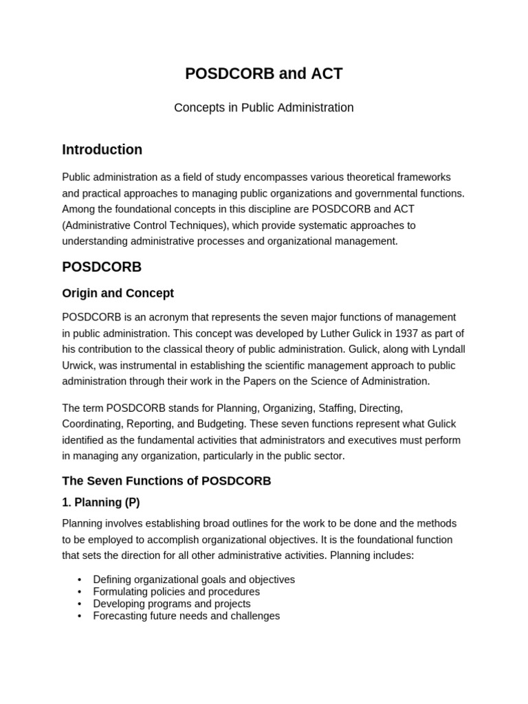 Posdcorb and Act | PDF | Public Administration | Business