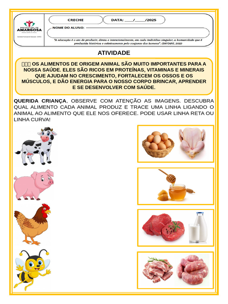 Atividade - Alimento Produzido Por Cada Animal | PDF