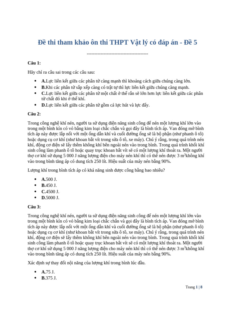 De Thi Tham Khao On Thi THPT Vat Ly Co Dap An de 5 2026-01-29 | PDF