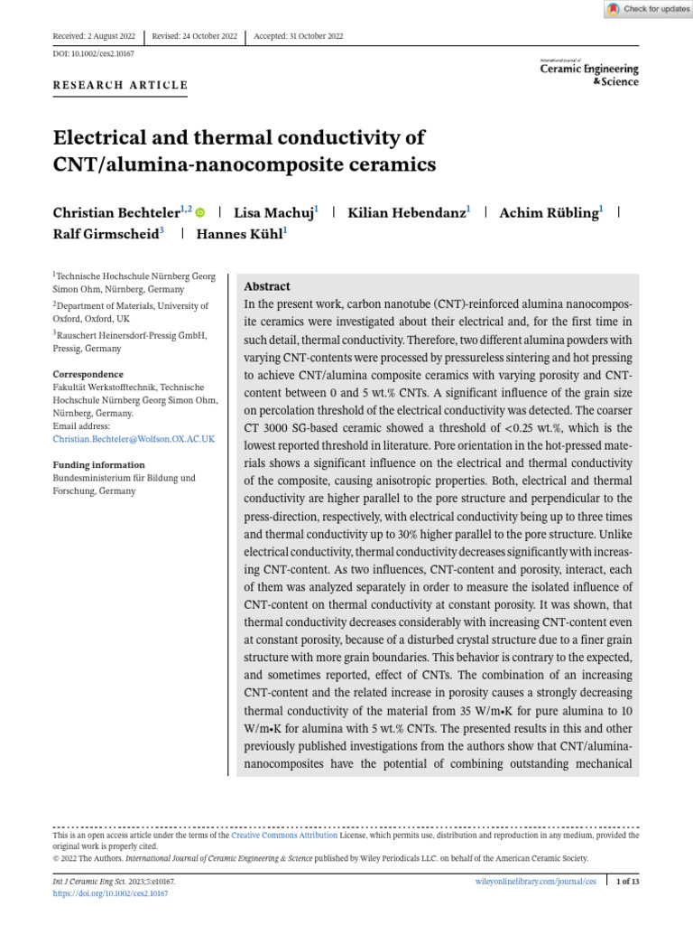 1 - BECHTELER - Electrical and Thermal Conductivity of CNTalumina ...