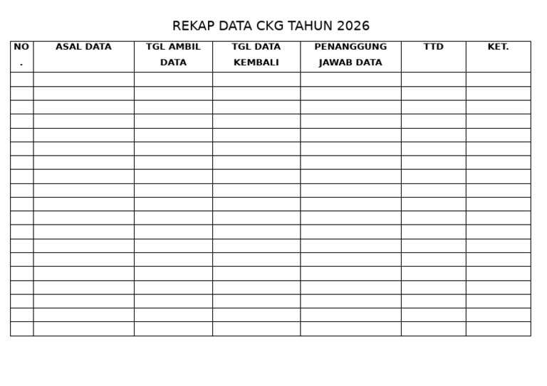 Form Rekap Data CKG Tahun 2026 | PDF