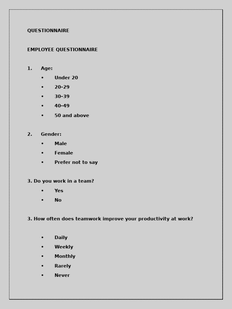 MOB Questionnaire | PDF