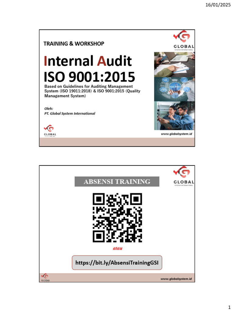 Materi Training Internal Audit ISO 9001 - 2015 (17 Januari 2025) | PDF