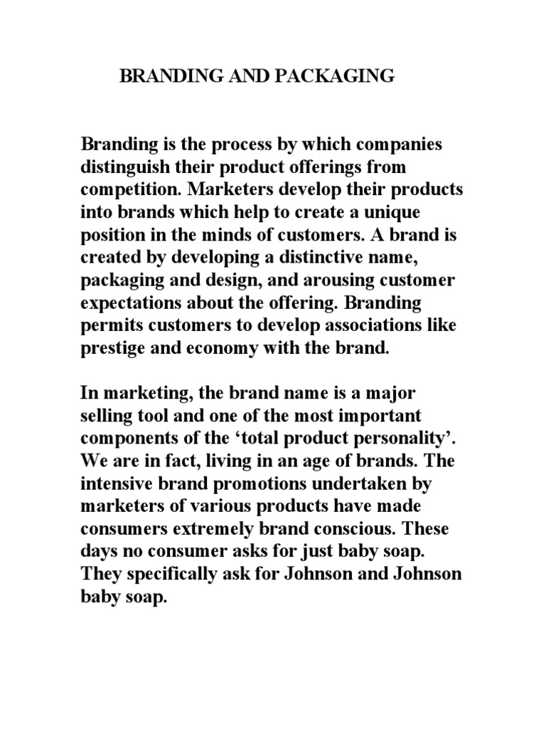 Branding and Packaging PDF Brand Packaging And Labeling