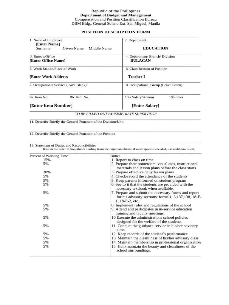 Position Description Form | PDF