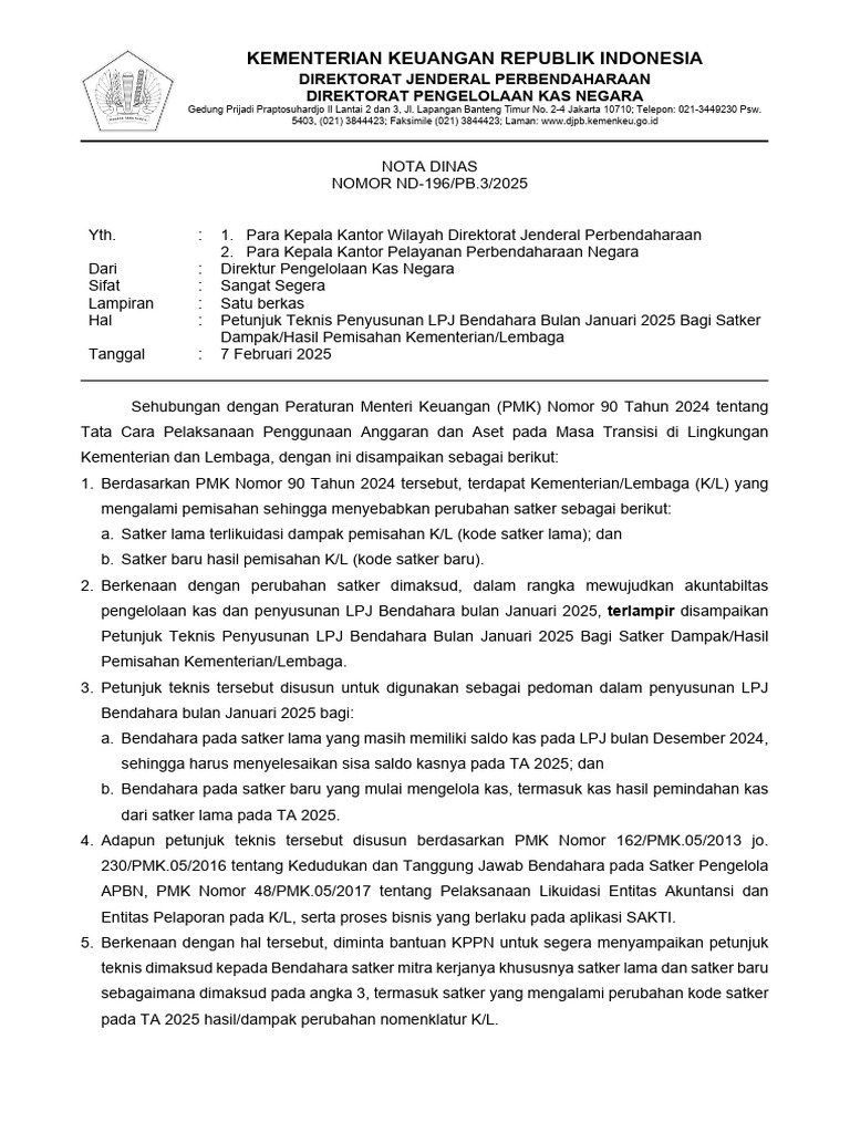 Petunjuk Teknis Penyusunan LPJ Bendahara Bulan Januari 2025 Bagi Satker ...