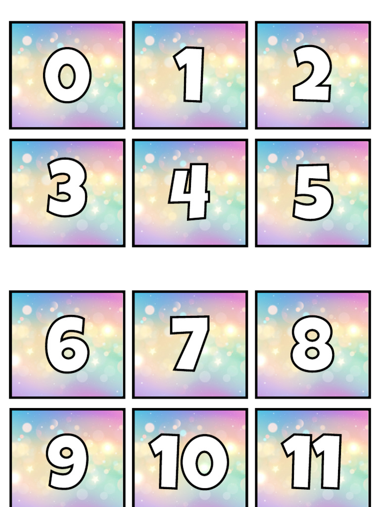 Number Mathematics Flashcards in Colorful Rainbow Sparkle Style ...