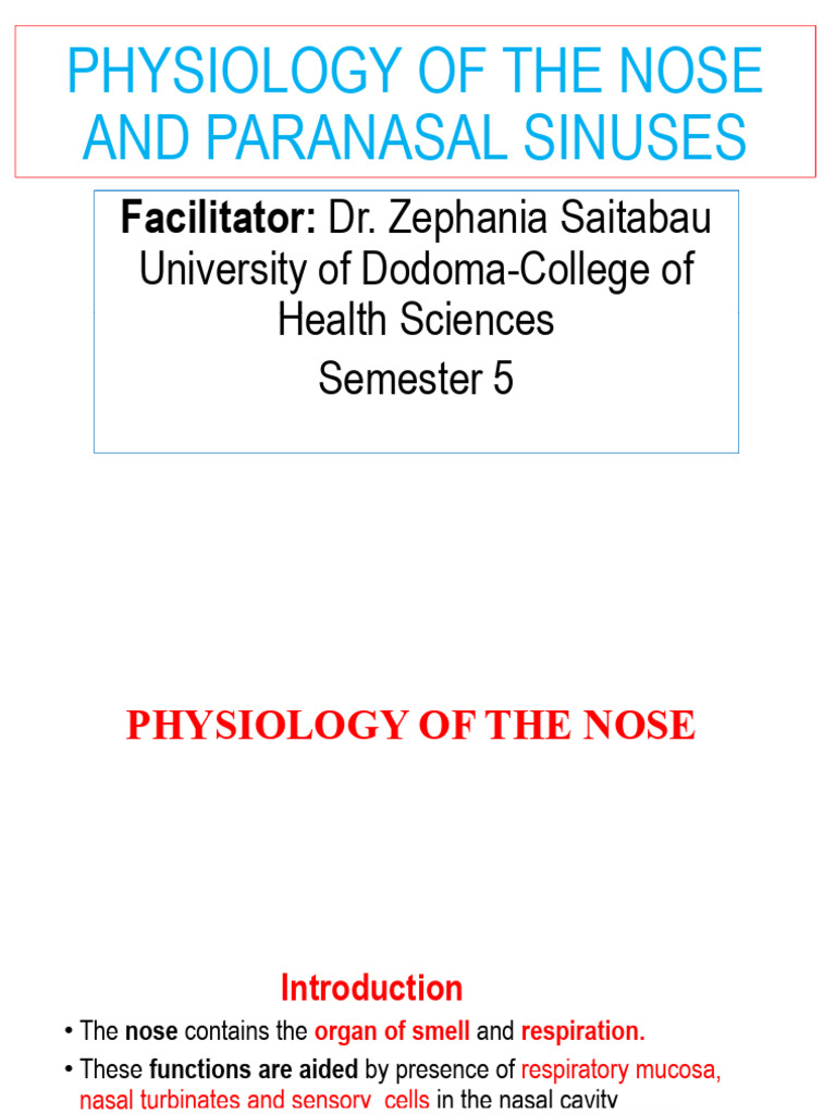 9.physiology of Nose and Paranasal Sinuses 09 | PDF | Human Nose | Mucus