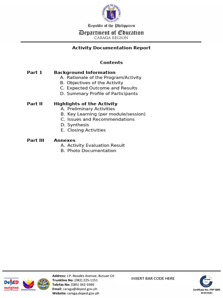 Activity Completion Report Template | PDF | Evaluation
