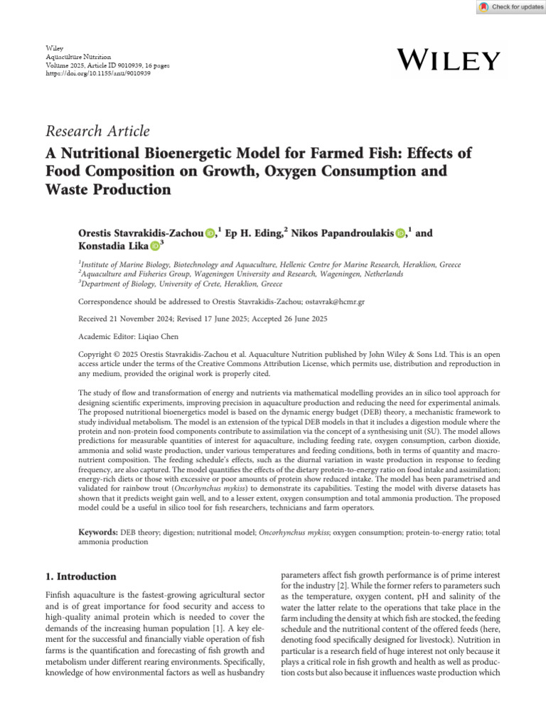 Aquaculture Nutrition - 2025 - Stavrakidis-Zachou - A Nutritional ...