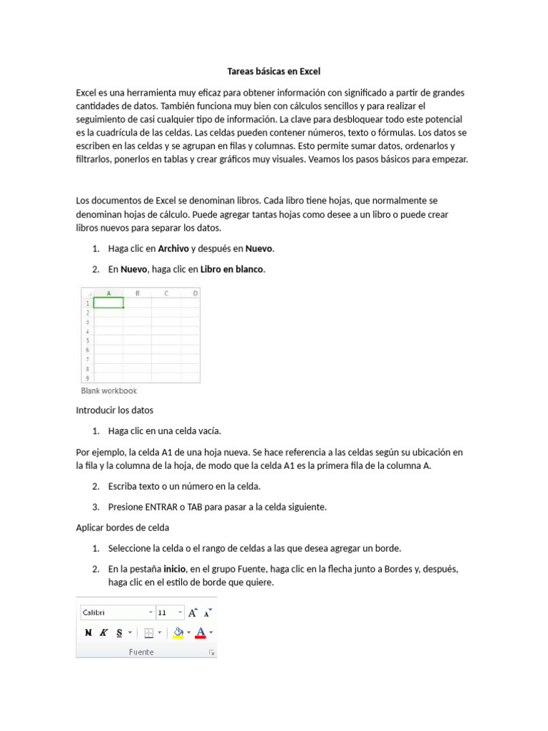 Tareas Básicas en Excel 20262 | PDF | Hoja de cálculo | Microsoft Excel