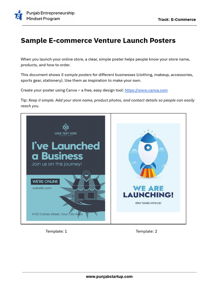 Sample E-Commerce Venture Launch Posters | PDF