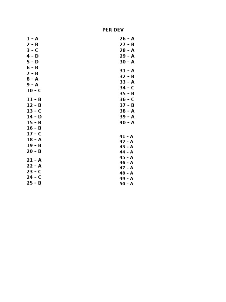 Per Dev Answer Key | PDF