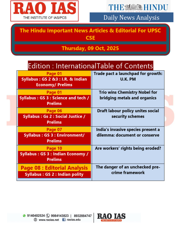 Rao IAS English 9 Oct The Hindu Imp News Articles and Editorial | PDF ...