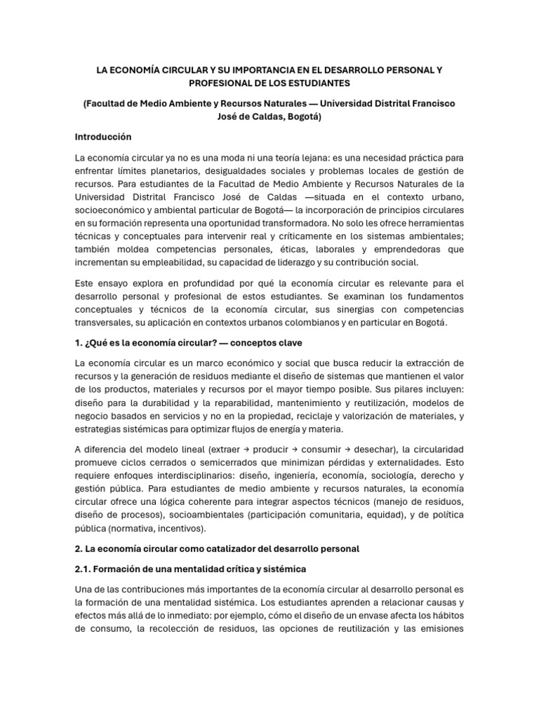 La Economía Circular y Su Importancia en El Desarrollo Personal y ...