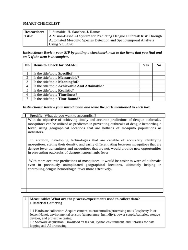 Group 4 Checklist New Version 1 | PDF | Mosquito | Artificial Intelligence