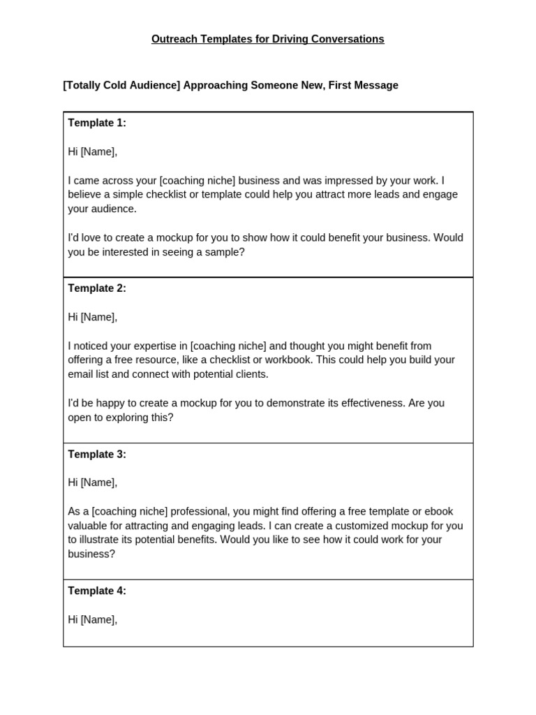 IMPORTANT-Outreach Templates For Driving Conversations | PDF | Mass ...