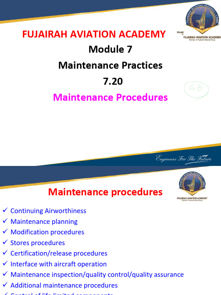 MOD 7 B8 CH 20 Maintenance Procedures 2 Part 1 | PDF | Aviation | Transport