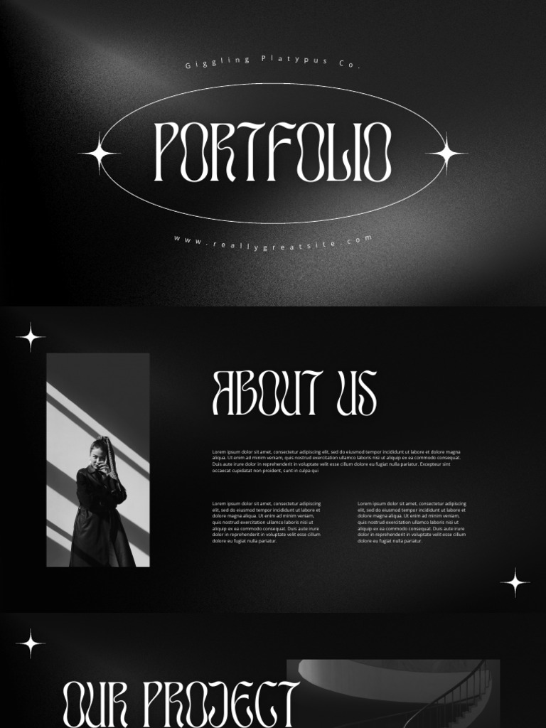 Black White Minimalist Monochrome Portfolio Presentation | PDF
