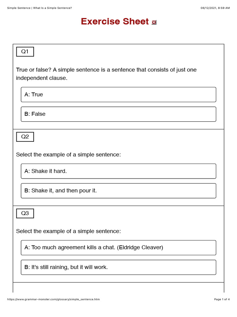 Simple Sentence - What Is A Simple Sentence? | PDF | Language Mechanics ...
