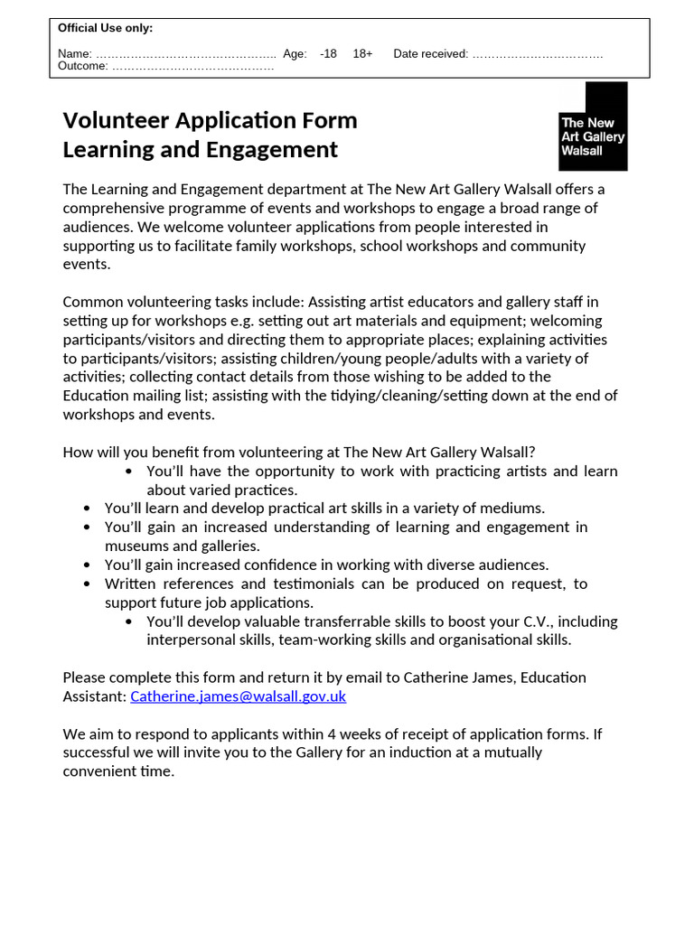 Volunteer Application Form - Docx 3 | PDF | Cognition | Human Communication