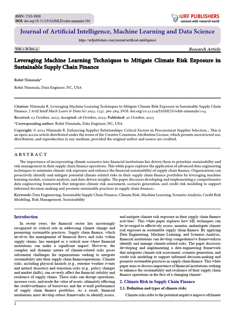 Leveraging Machine Learning Techniques To Mitigate Climate Risk ...