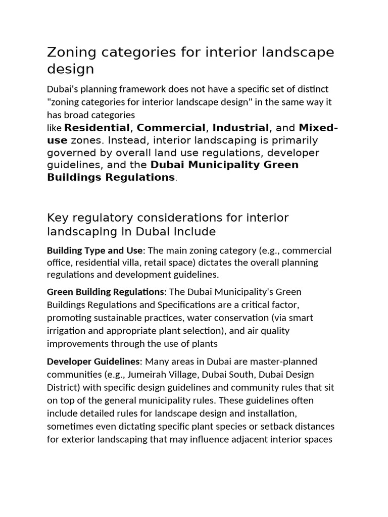 Zoning Categories For Interior Landscape Design | PDF | Zoning ...