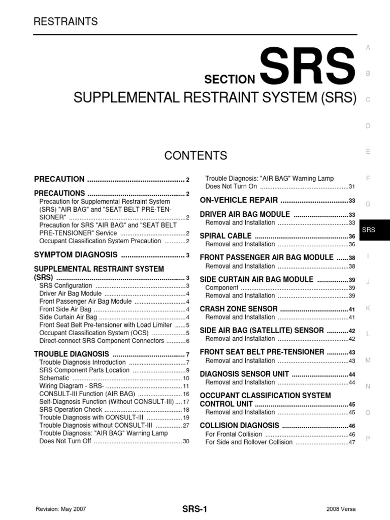 Supplemental Restraint System | PDF | Airbag | Seat Belt