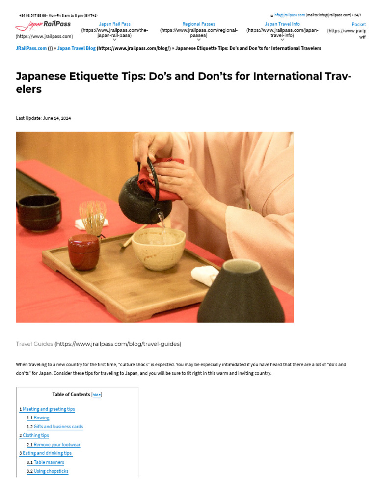 Japanese Etiquette Tips Do's and Don'Ts When in Japan - JRailPass | PDF