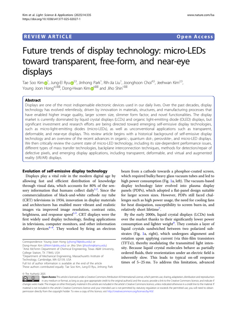 Future Trends of Display Technology: Micro-Leds Toward Transparent ...