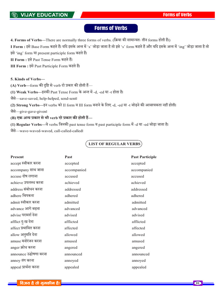 Forms of Verbs - 78273090 - 2026 - 02 - 18 - 20 - 55 | PDF | Verb ...