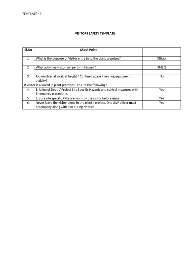 Visitors Checklist1 07.02.26 | PDF