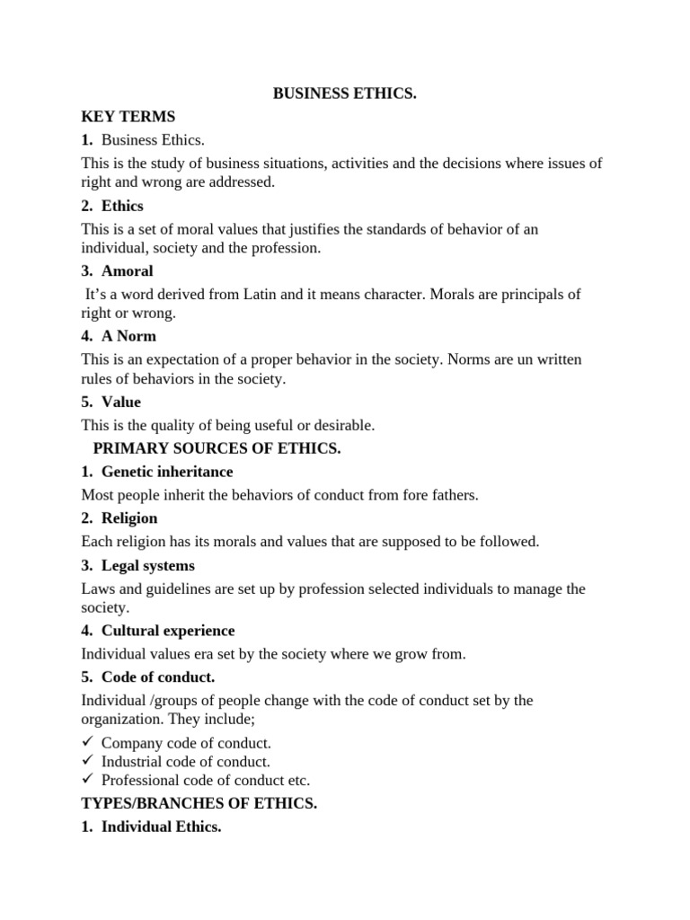 Business Ethics Notes | PDF | Corporate Social Responsibility ...