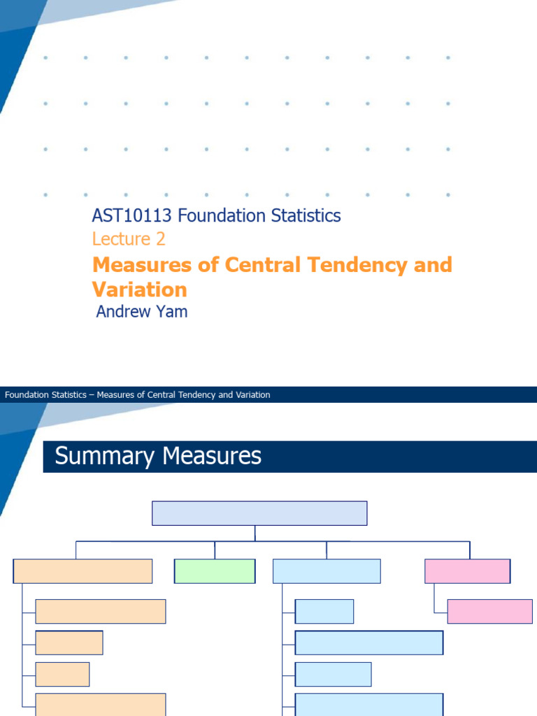 Lec02 - Central Tendency PDF | PDF | Statistical Dispersion | Mean