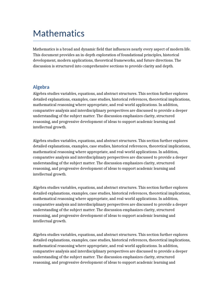 Mathematics Comprehensive Document | PDF | Theory | Algebra