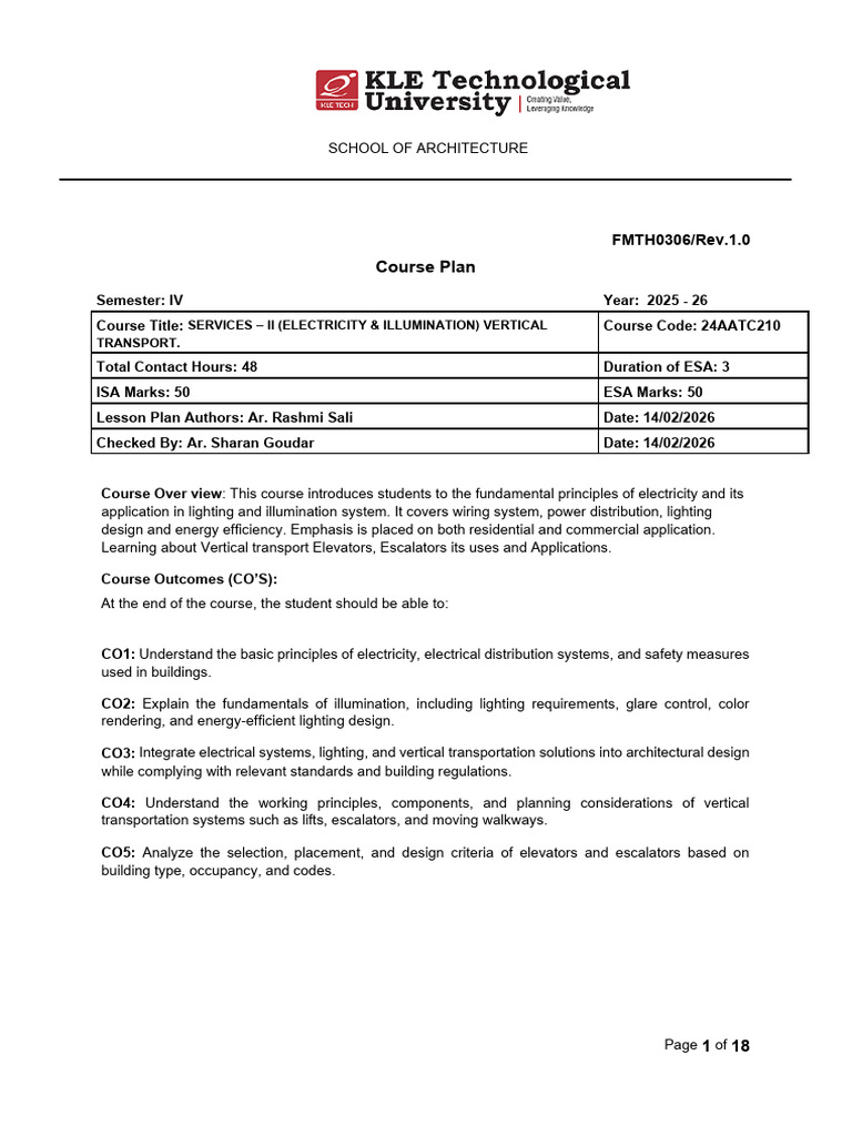 Services 2 Lesson Plan | PDF | Lighting | Electrical Wiring