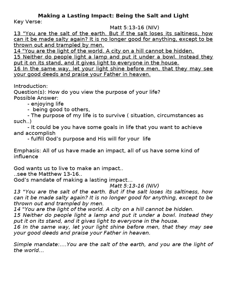 Making A Lasting Impact | PDF | Jesus | Prayer