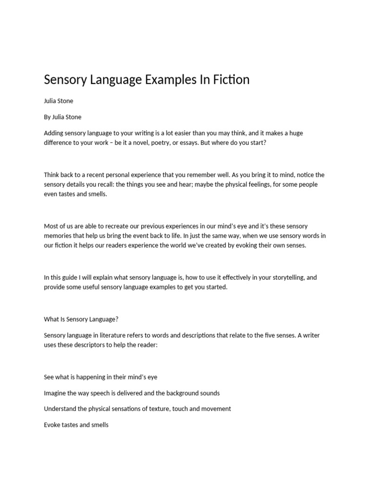 Sensory Writing | PDF