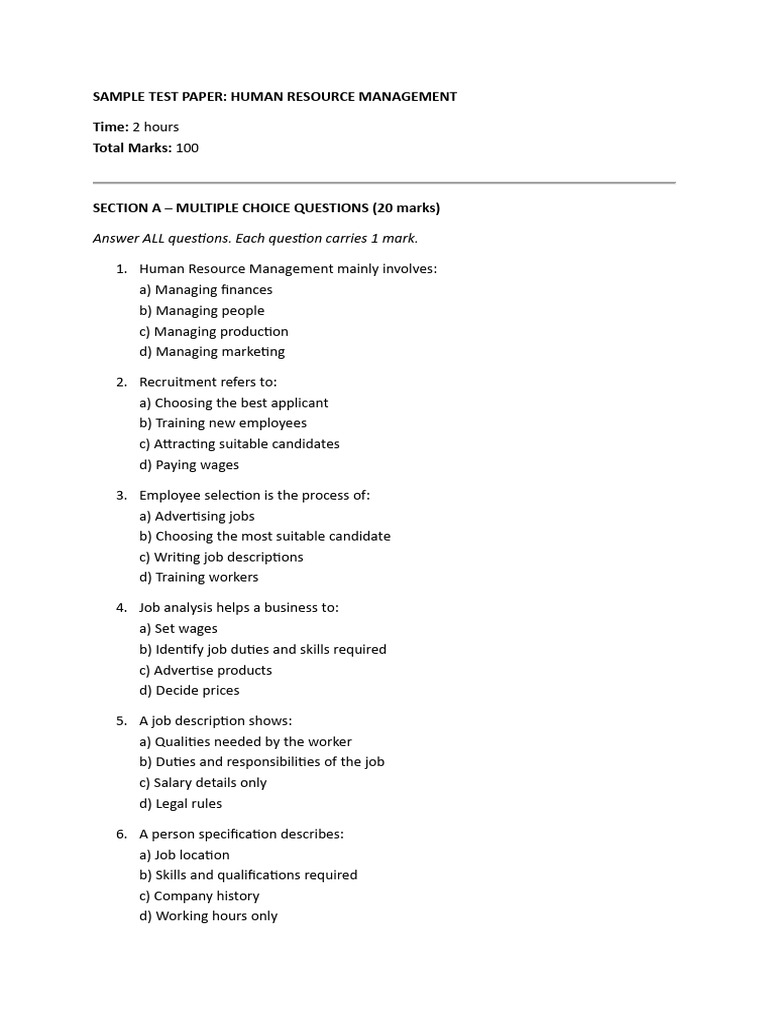 HRM Questions | PDF | Recruitment | Employment