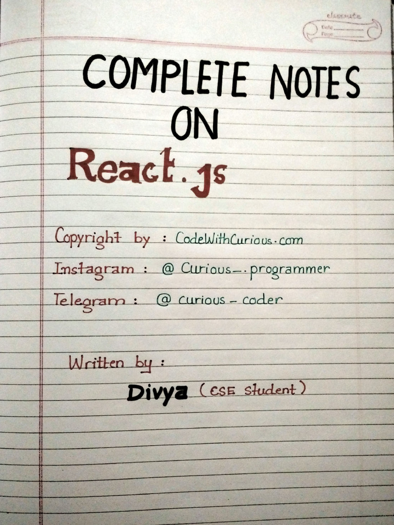 React - Js Handwritten Notes | PDF