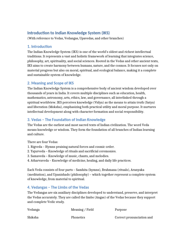 Introduction To Indian Knowledge System | PDF | Vedas | Indian Religions