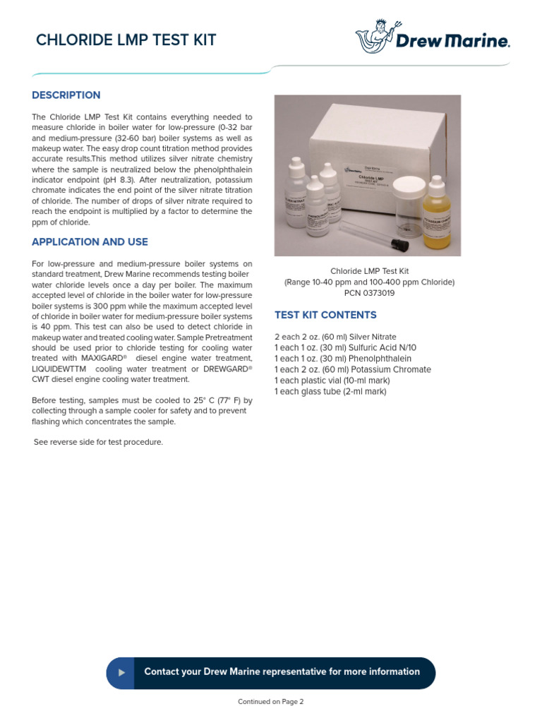 Chloride LMP Test Kit - PDS | PDF | Titration | Chemistry