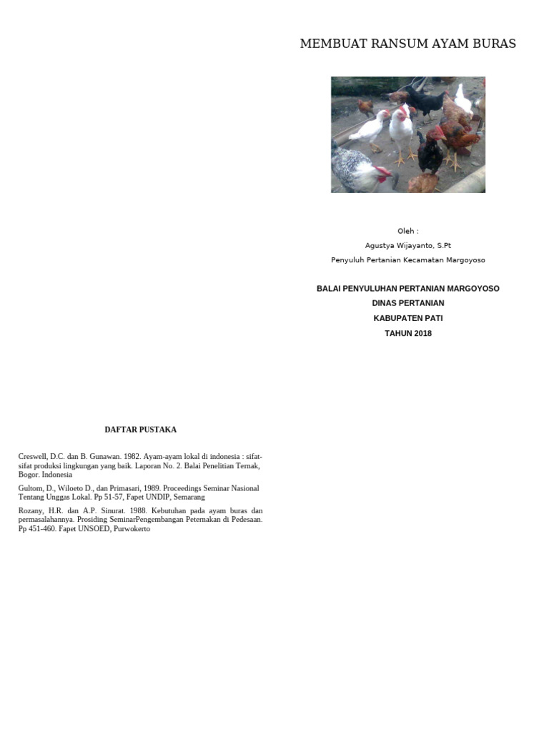 Membuat Ransum Ayam Buras | PDF