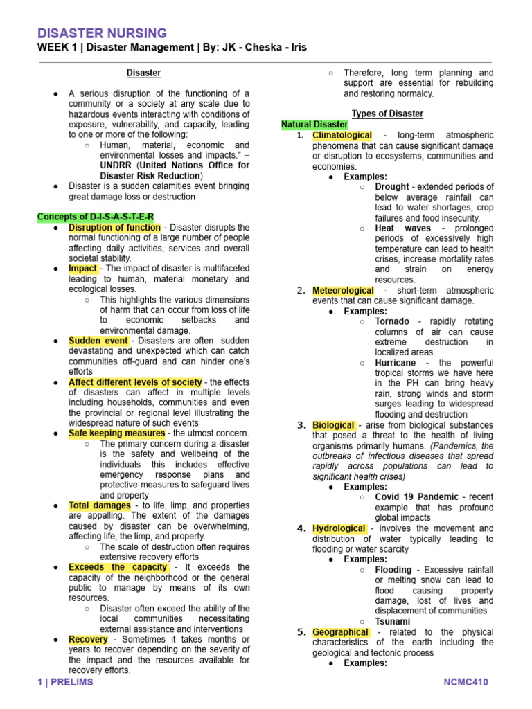 Disaster Prelim | PDF | Natural Disasters | Emergency Management
