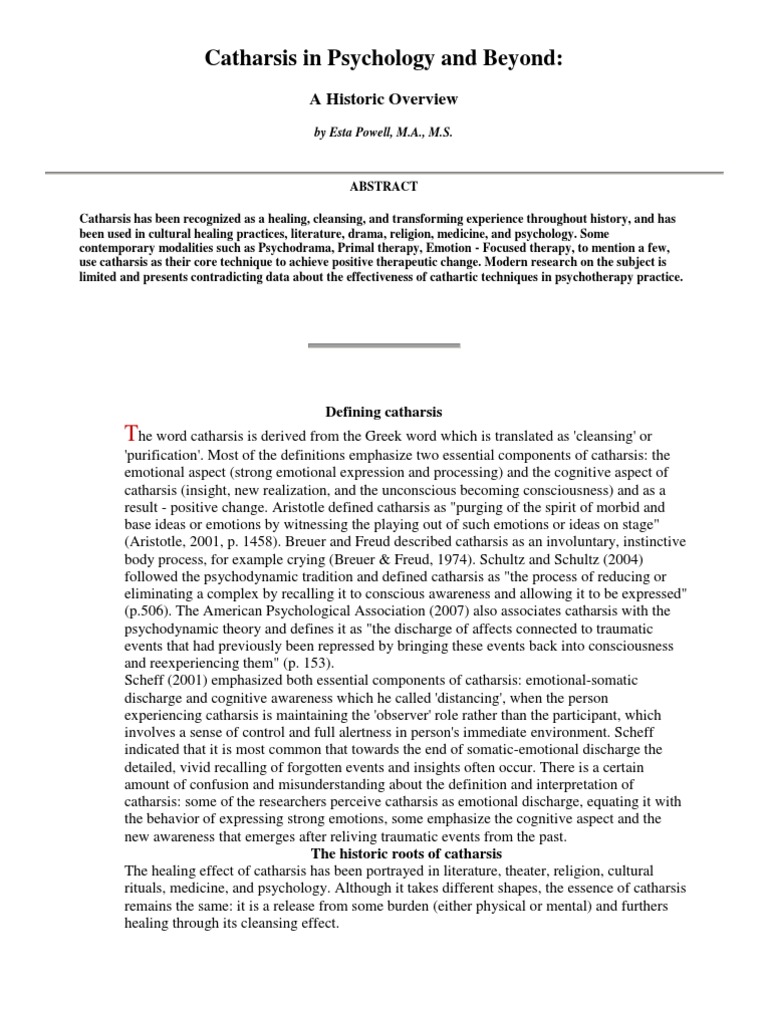 Catharsis | Psychotherapy | Emotions