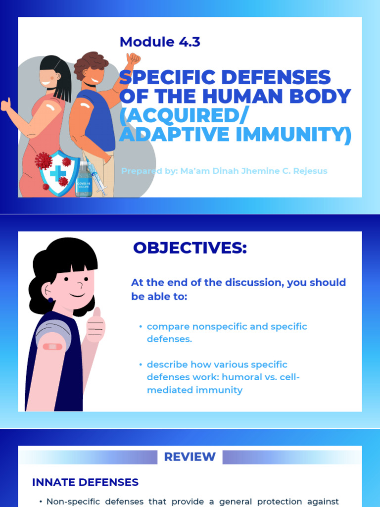(G9 BIO 1) 4.3 Specific Defenses of The Human Body (AcquiredAdaptive ...