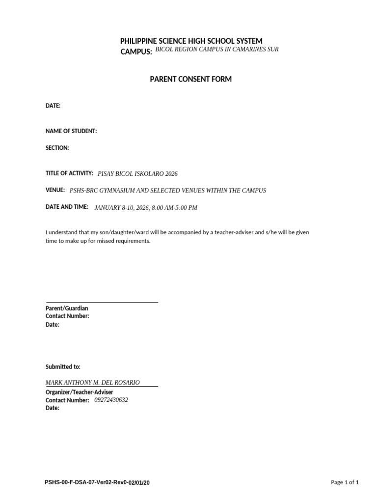 Iskolaro 2026 - Parent Consent Form | PDF