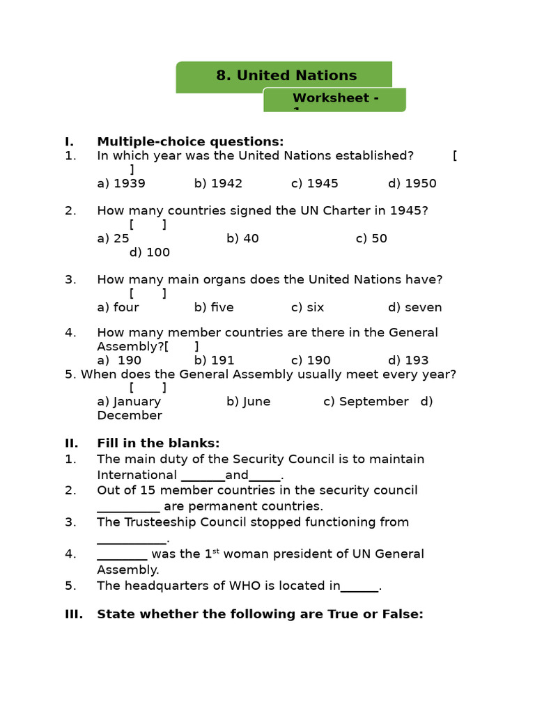 cl.5th - ch.8 Worksheet | PDF | United Nations Security Council ...